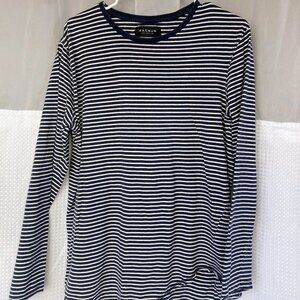 Pacsun long sleeved navy blue white stripe tshirt, Size L